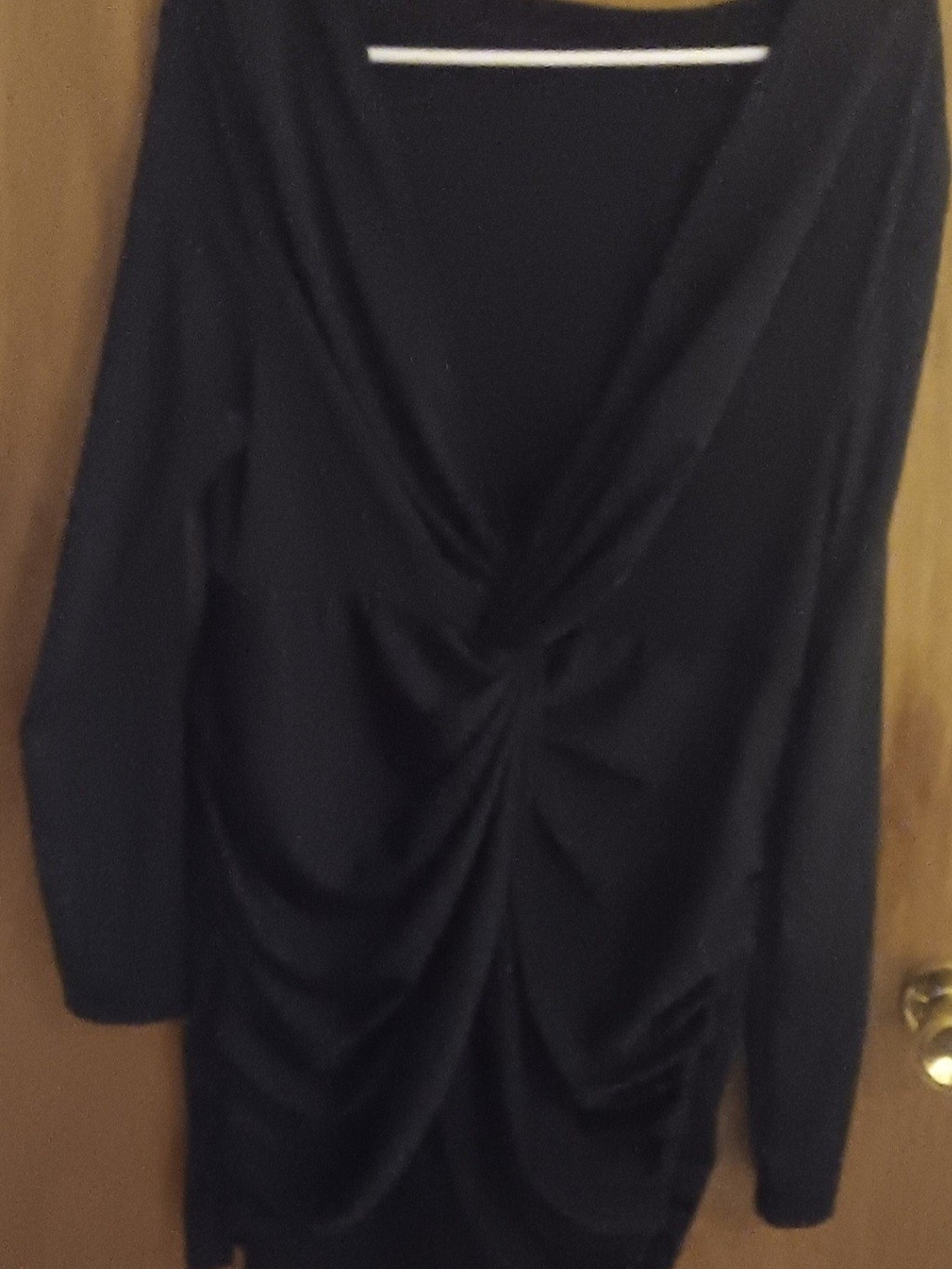 Nordstrom Black Long-Sleeve Twist-Ruched Dress